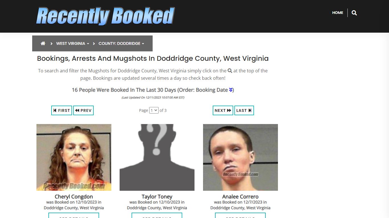 Bookings, Arrests and Mugshots in Doddridge County, West Virginia